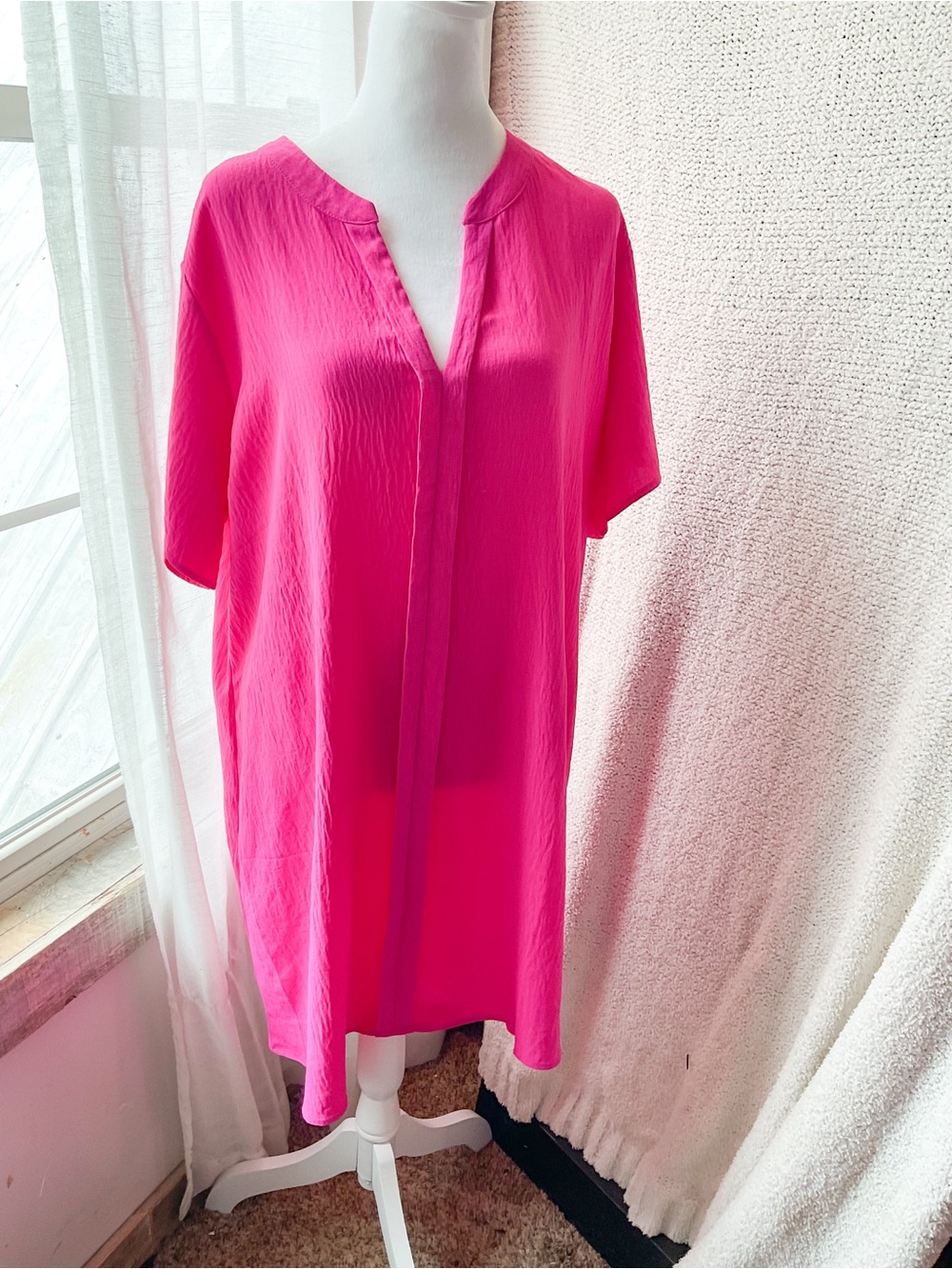 Women’s Hot Pink Midi Shift Dress - Brand Unknown